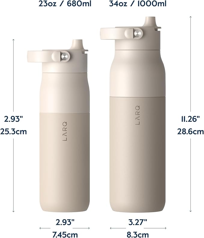 LARQ Bottle Swig Top 23oz - Insulated Stainless Steel Water Bottle With Built-In Silicone Handle | Thermos, BPA Free | Reusable Water Bottle for Sports, Gym, and Travel, Mojave Dune