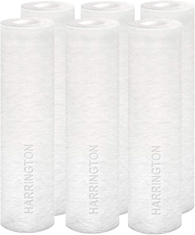 Harrington HVV1-10N 1 Micron 10" x 2.5" Premium Sediment Water Filter Replacement Cartridge - Made in USA - for Any Standard RO Unit | Whole House Sediment Filtration (Pack of 6)