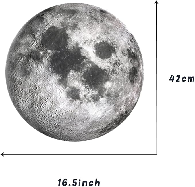 Moon Wall Stickers, Full Moon Universe Space Wall Sticker, Large Size Planet Wall Decal, Space Wall Decor for Bedroom Classroom Playroom Nursery Birthday Gift Idea