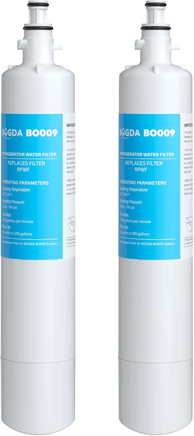 Upgraded BOGDA RPWFE Water Filter Fit for G-E RPWFE, RPWF, WSG-4, WF277, GFE28GMKES, PFE28KBLTS, GFD28GSLSS, PWE23KSKSS, GYE22HMKES, DFE28JSKSS, GYS22GSNSS, 2 Filter