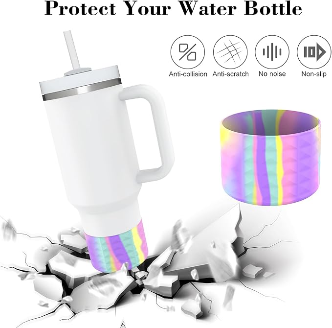 Protective Silicone Bottle Cover Set for Stanley Quencher H2.0 40 30 20 oz Tumbler with Handle & Iceflow, Anti-Scratch Cover Boot for Stanley Cup Accessories BPA Free (C)