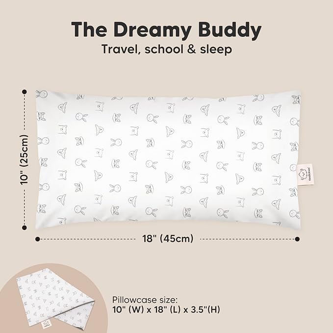 Toddler Pillow with Pillowcase - 10x18 My Little Dreamy Pillow, Organic Toddler Pillows for Sleeping, Kids Pillow, Small Pillows, Toddler Travel Pillows for Sleeping, Toddler Bed Pillows (KeaDoodles)