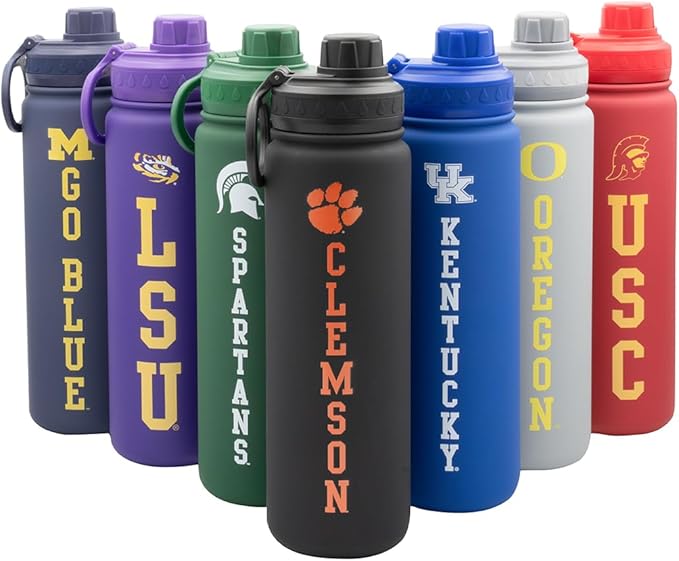 Clemson University Water Bottle - Black Double Walled Stainless Steel 24 oz Keeps Drinks Cold or Hot
