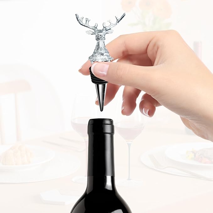 Deer Head Wine Stopper - Unique Rustic Decor Bar Accessory for Wine Preservation, Ideal Wine Lover Gift