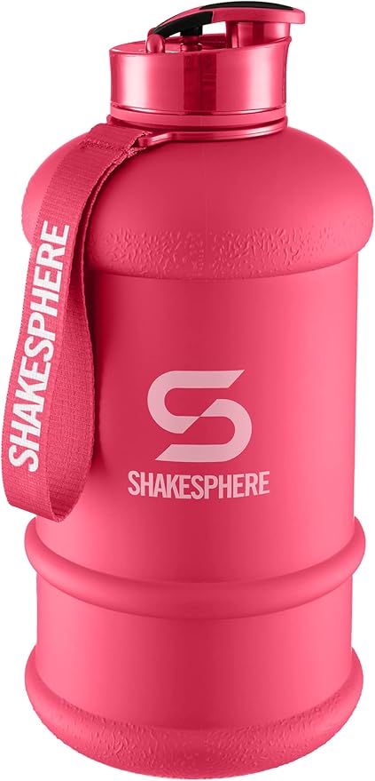 SHAKESPHERE Large Sports Water Bottle - BPA Free Hydration Jug, Black - Ideal for Sports, Camping, Outdoor, Biking & Kids… (Matte Pink, 1.3L)