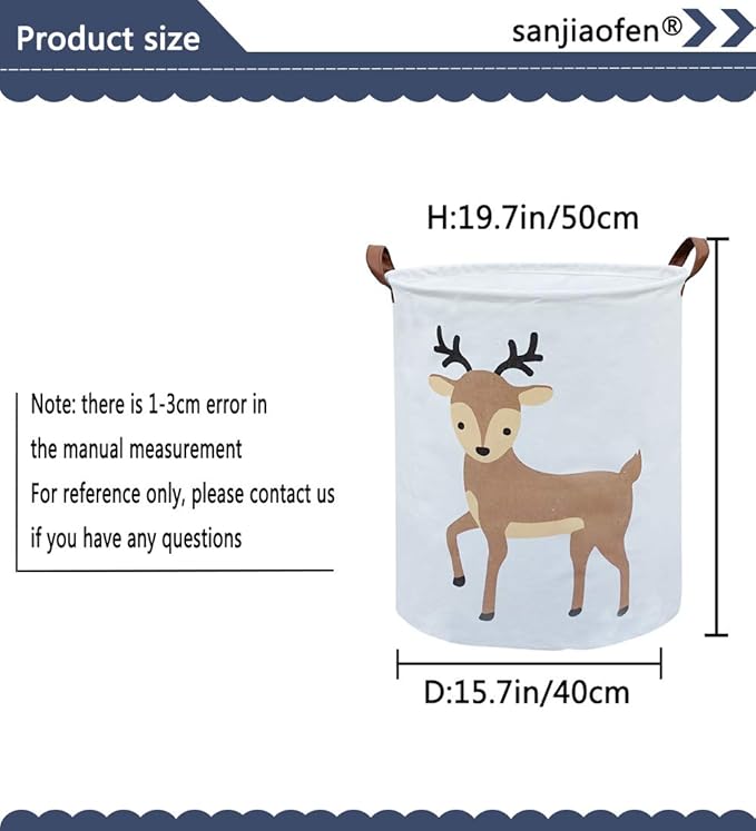 Kids Laundry Basket,Deer Laundry Hamper Collapsible Baby Storage Baskets for Boy Room Decor,Nursery Hamper,Toy Organizer,(Deer)