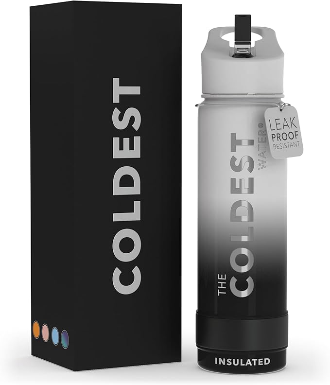 Coldest Sports Water Bottle with Straw Lid Vacuum Insulated Stainless Steel Metal Thermos Bottles Reusable Leak Proof Flask for Sports Gym (24 oz, Hyperspace White)