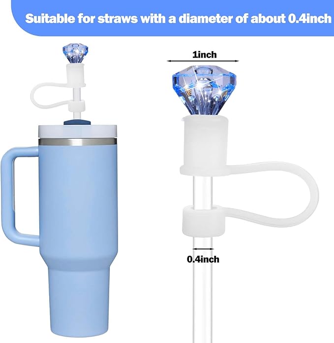 Mity rain 6pcs Diamond Straw Topper for Stanley Cup, Straw Cover for Stanley Cup 40/30 Oz Accessories, Reusable Straw Topper for Simple Modern Tumblers Colorful Straw Decor