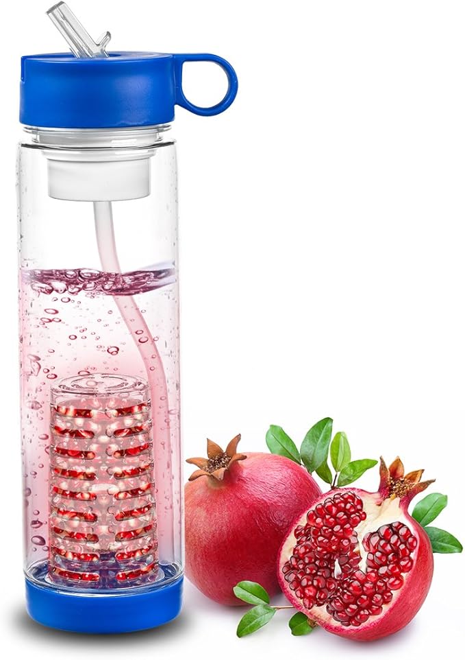 Filter Water Bottle - Fruit Infuser - Best Personal Outdoor Drink - Sports, Hiking, Camping, Fishing & Beach - A Must Survival Cooling, Travel, Backpack Accessories - Clear Bottles with Straw Purifier