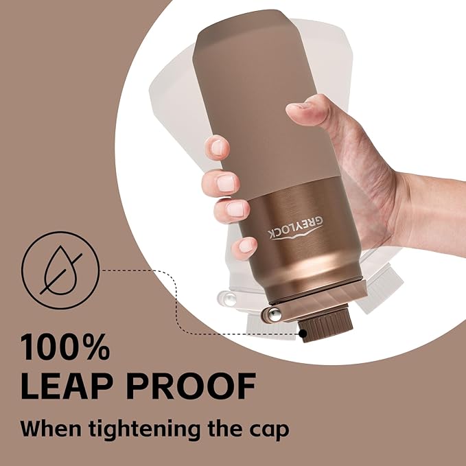 Greylock 20 oz Insulated Stainless Steel Water Bottle with Straw Lid- BPA-Free Leak Proof When Closed, Reusable Metal Water Bottle with Carry Handle for Travel Camping, 24 Hours Cold (Sunsetbronze)