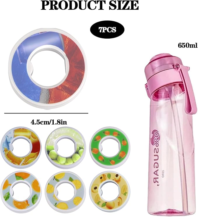 Generic Water Bottle with Flavor Pods 650ml BPA Free Water Cup with 7 Scented Water Bottle Flavor Pods Sports Water Bottle Suitable for Outdoor