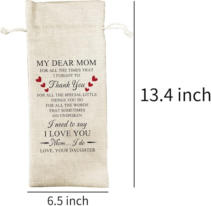 Wine Bag,, Mothers Day Wine Bag, Mother's Gifts for Mom from Daughter Son, Gifts for Mom, Mom Birthday Gift, (DL089)
