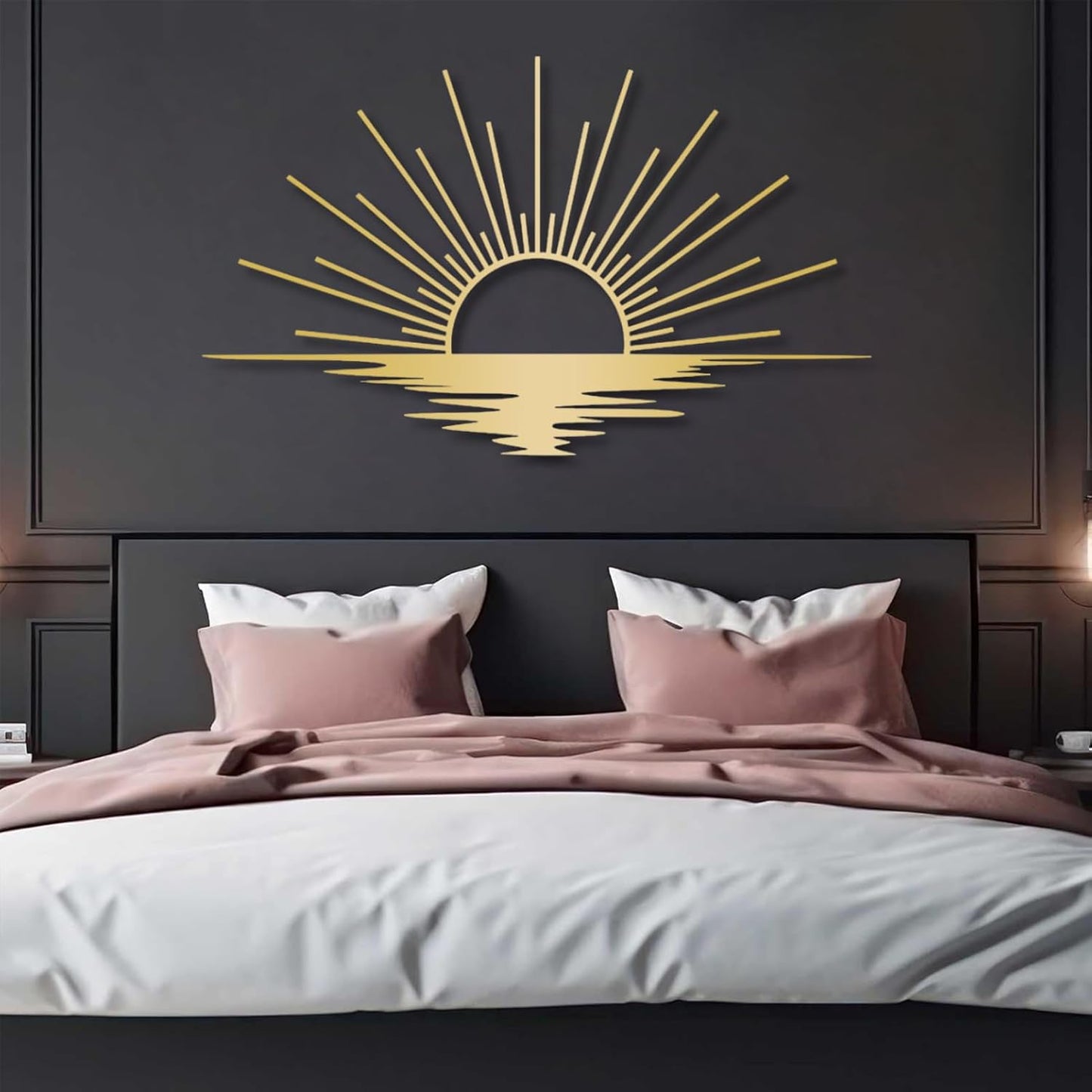 Sunrise Metal Wall Art, Metal Sun Wall Decor, Metal Sun Outdoor Decor, Large Metal Sun Wall Art, Sun Wall Art, Boho Sun Wall Art, Sunshine Metal Sign, Living Room Bedroom Wall Hangings (White, 53"x 31"| 135x80cm)