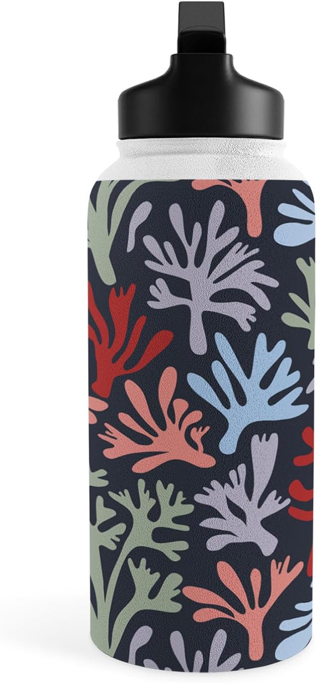 Deny Designs Water Bottle, Straw Lid 32 oz, Emanuela Carratoni Icelandic Moss