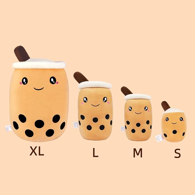 Niuniu Daddy Boba Plushies, 27.6 inches Jumbo Brown Bubble Tea Plush Toy with Big Eyes, Giant Soft Squishy Milk Tea Food Stuffed Animals for Kids, Huge Kawaii Cuddle Pillow