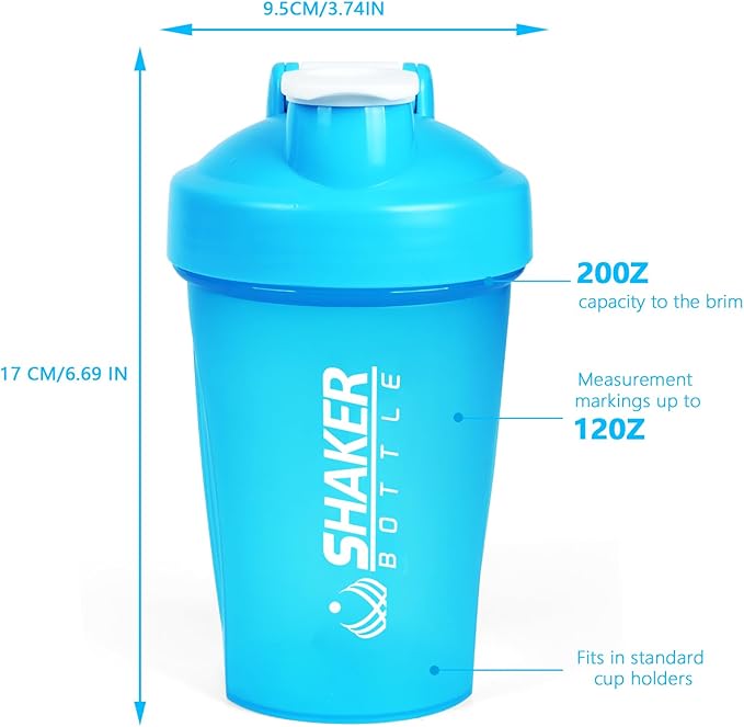 Shaker Bottle, 400ml Small Protein Shaker Cup with Mixing Ball for Smooth blending, Leak-Proof GYM Workout Water Bottles for protein& Smoothie Shake，Bpa Free (13oz / Blue)