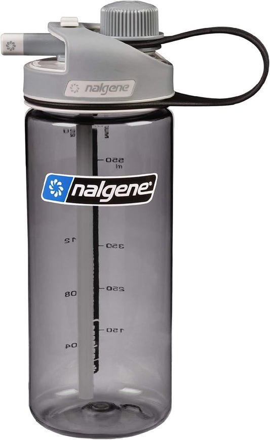 Nalgene Sustain Tritan BPA-Free MultiDrink Water Bottle Made with Material Derived from 50% Plastic Waste, 20 OZ, Gray
