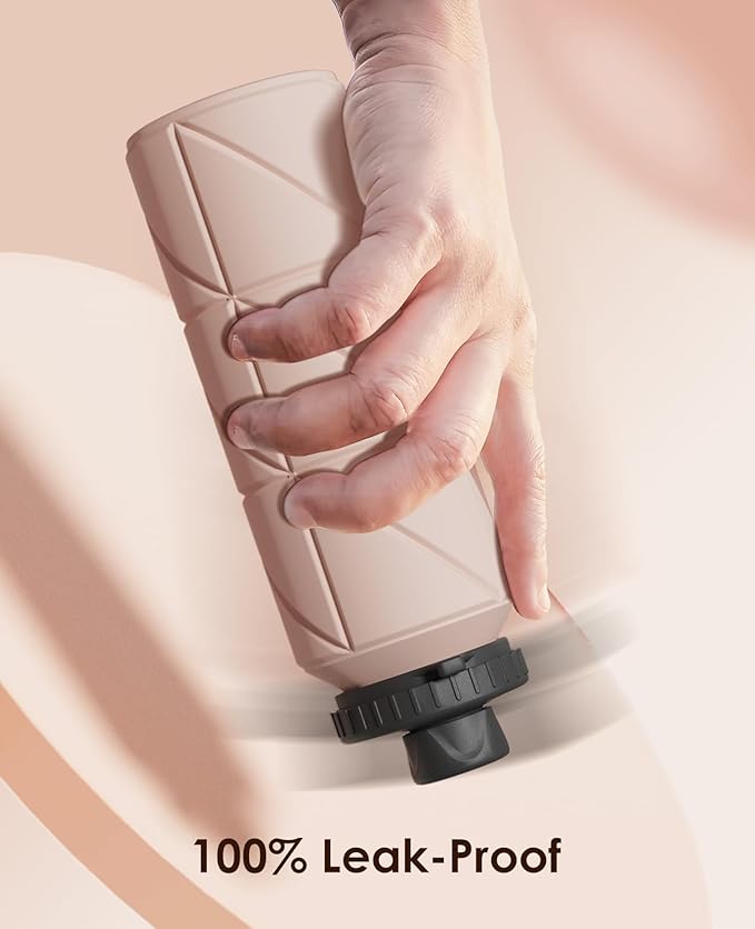 Collapsible Water Bottles,Leakproof BPA Free Silicone Foldable Portable Water Bottle 690ml(23oz),Lightweight Reusable Water bottle for Travel Running Cycling Gym Camping Sports Outdoor, Pink