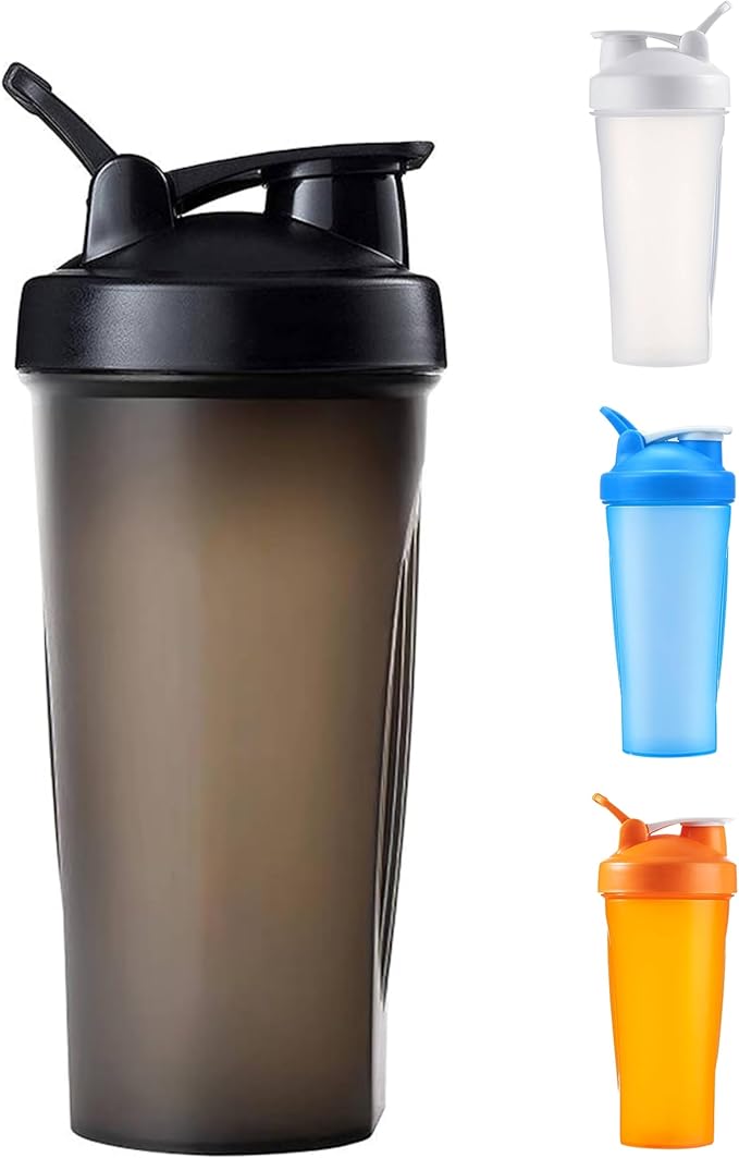 M&G Avenue 20oz Leakproof Shaker Bottle with Wire Whisk, Wide Mouth, Silicone Seal, BPA-Free, Lids for Gym, Travel, Office (Black), 600 ML