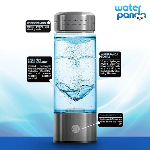 WaterPanda 420 ML Hydrogen Water Bottle - Portable Rechargeable Hydrogen Water Bottle - Healthy Drinking Water in Just 3 Min