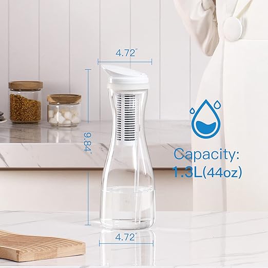 Glass Water Filter Pitcher - Clean Water in Seconds - Filters 211 Gallons - BPA Free - 1.3L - NSF Certified Carbon Water Filter Removes Lead, Odors, Microplastics & Chlorine