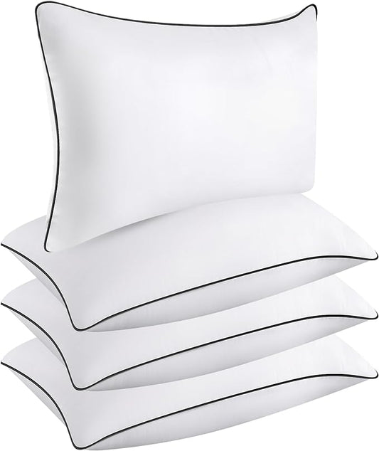 Hotel Quality Cooling Queen Size Bed Pillows Set of 4 - Soft, Firm, and Supportive Down Alternative Pillows for Back, Stomach, and Side Sleepers