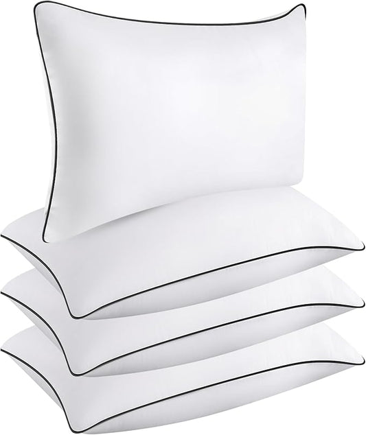 Hotel Quality Cooling Standard Size Bed Pillows Set of 4 - Soft, Firm, and Supportive Down Alternative Pillows for Back, Stomach, and Side Sleepers