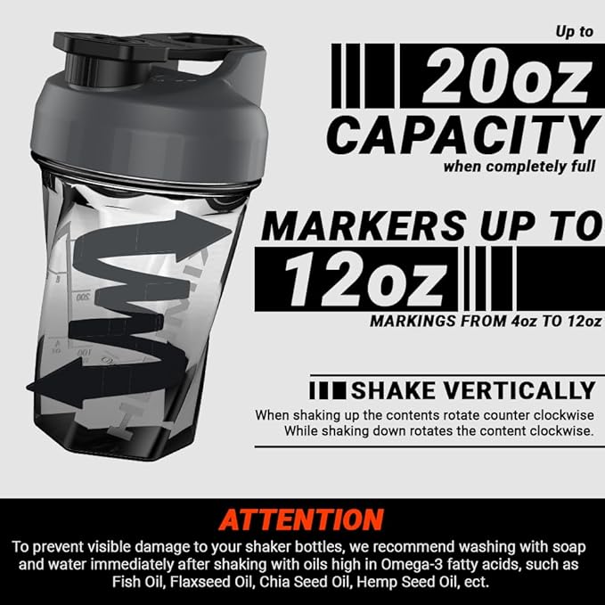 HELIMIX 1.5 Vortex Blender Shaker Bottle Holds Upto 20oz | No Blending Ball or Whisk | USA Made | Portable Pre Workout Whey Protein Drink Shaker Cup | Mixes Cocktails Smoothies Shakes | Top Rack Safe