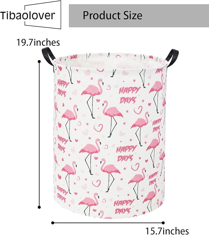 Pink Flamingo Kids Laundry Basket Baby Hamper Flamingo Toy Storage Bin for Boys Room Decor Baby Nursery Hamper Gift Baskets for Bedroom Bathroom(Pink Flamingos)