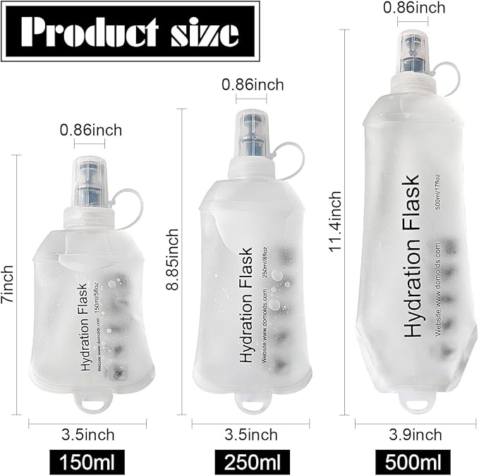Transparent Frosted Texture Soft Flask, TPU Foldable Running Hydration Flask, for Hydration Packs/Running Vests-Running, Hiking, Cycling Folding Bottle-17 oz/500 ml