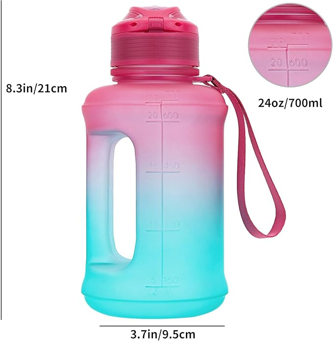 Mini Gallon Kids Water Bottle - 23oz, Small Durable for School, BPA-Free, Tritan, Leak-Proof, Wide-Mouth, Sports, & Outdoors - Designs for Boys & Girls (Pink)