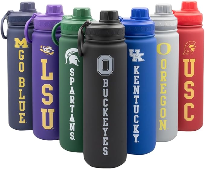 Ohio State Buckeyes Water Bottle - Black Double Walled Stainless Steel 24 oz Keeps Drinks Cold or Hot
