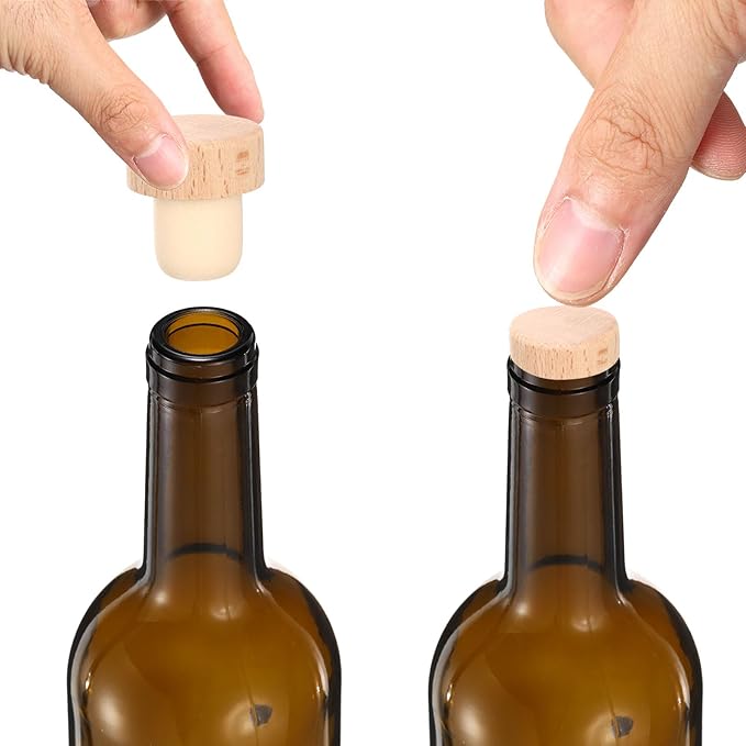 uxcell 12 Pcs Wine Bottle Corks, T-shaped Stopper Cork, Reusable Wine Corks Wooden and Rubber Wine Stoppers Bottle Stoppers Sealing Bottle Stopper for Beer Bottles