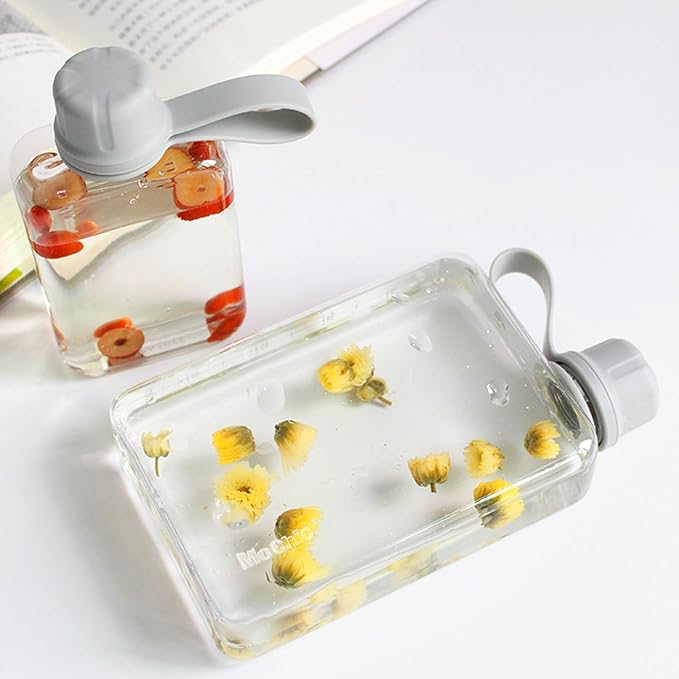 MoChic Flat Water Bottle Portable Slim Water Bottle Design BPA Free Wallet Water Bottle, Can be Put into Small Pockets, Makeup Bags and Handbags, Suitable for Travel, Work and Outdoor Sports 8oz(Gary)