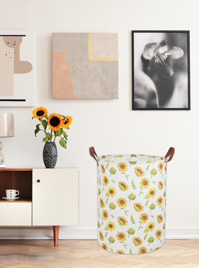 Girls Laundry Hamper,Sunflower Laundry Basket Collapsible Girls Storage Baskets for Home Decor,Office,Toy Organizer,(Sunflower)