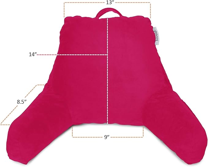 Nestl Reading Pillow for Kids, Small Bed Pillow, Back Pillow for Sitting in Bed, Memory Foam Chair Pillow, Reading & Bed Rest Pillows, Hot Pink Back Pillow for Bed, Arm Pillow with Pockets