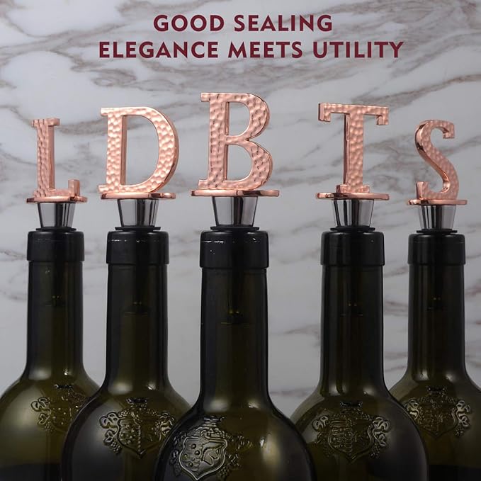 Miicol Wine Bottle Stopper, Prosecco Stopper, Rose Gold Wine Stopper, Personalised Champagne Stopper, Initial Wine Stopper, Funny Prosecco Gift, Wine Lovers Gift, Letter B