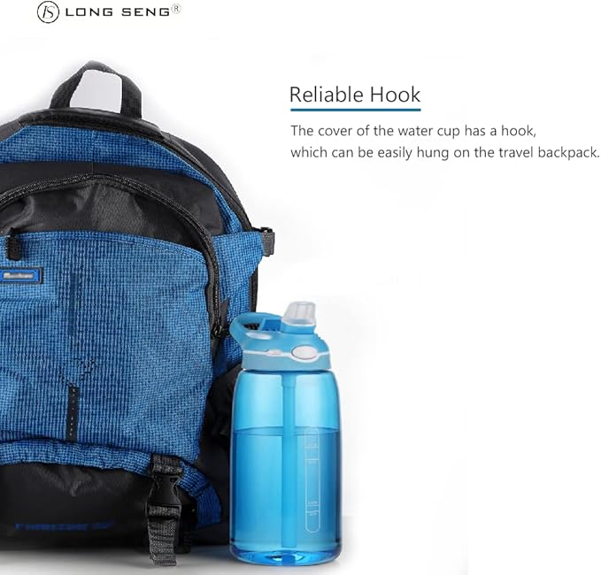 Sports Water Bottle 35 OZ, Gym Leak Proof Wide Mouth Straw Water Bottles Sky Blue BPA-Free Plastic Water Bottle Tasteless Portable Easy Clean Water Bottles For Adults Man Woman