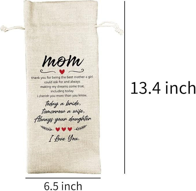 Gifts for Mother of The Groom from Bride, Wedding Gifts, Thank You Gift for New Mom, Mother Wine Bag, Mother in Law Unique Birthday Gift, Thank You for Being The Best Mom a Girl Could Ask for (DL106)