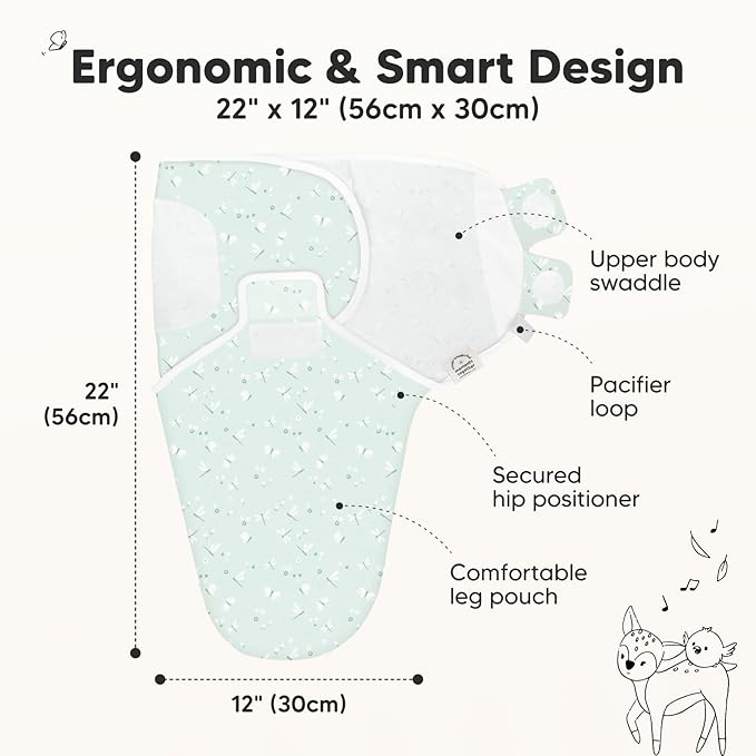 3-Pack Organic Baby Swaddle Sleep Sacks - Newborn Swaddle Sack, Ergonomic Baby Swaddles 0-3 Months, Swaddles for Newborns, Baby Sleep Sack, Baby Swaddle Blanket Wrap, Baby Essentials (Garden)