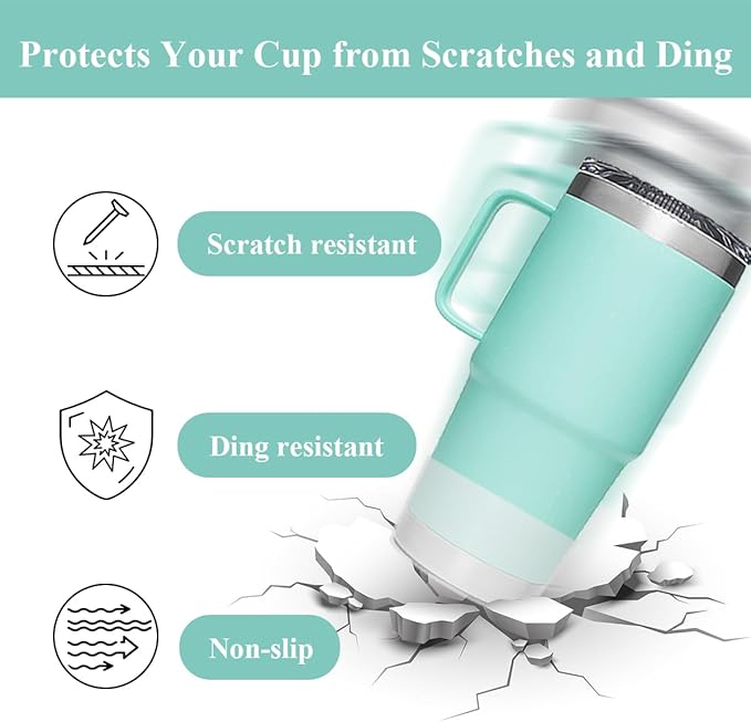 2 PCS Silicone Protective Boot for Yeti Rambler 20oz/25oz/30oz/35oz Tumbler, Anti-Slip Protective Silicone Water Bottle Bottom Boot Sleeve Cover for Yeti Tumbler [Orange+Transparent]