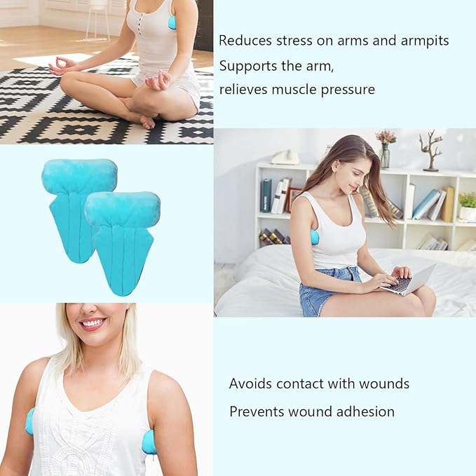 Lymphedema Axilla Pillow Mastectomy Recovery Pillow Breast Pillow Post Surgery Pillow for Cancer Lumpectomy Surgery Recovery Post-Surgery Underarm Pillow Armpit Pain Relief (2pc) (Blue)
