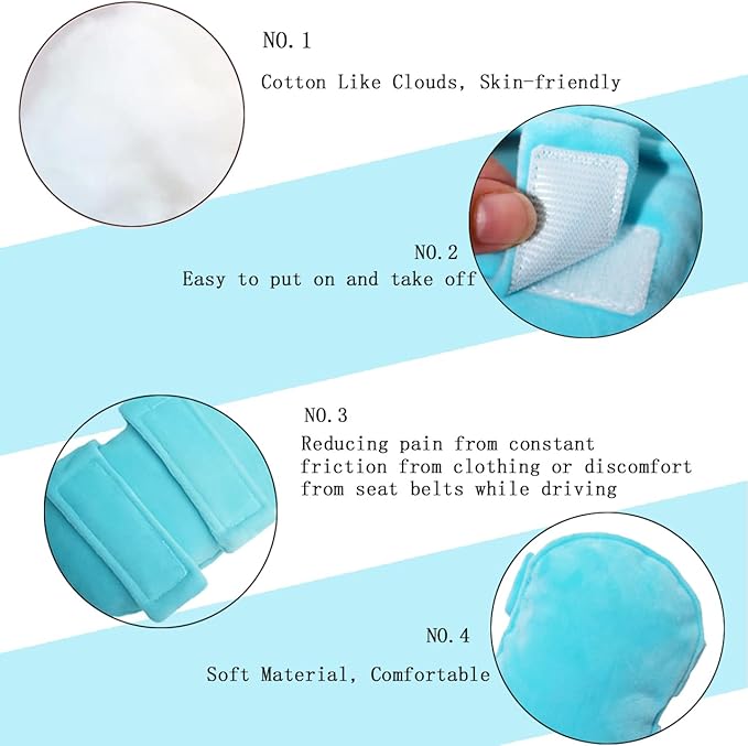 Soft Mastectomy Pacemaker Pillow for Pacemaker Recovery Post Surgery Breast Cancer Chemo Port Chest Protector Bra Strap Pad Protector, Support Cushion Gifts for Women and Men (Blue) 2 Pack