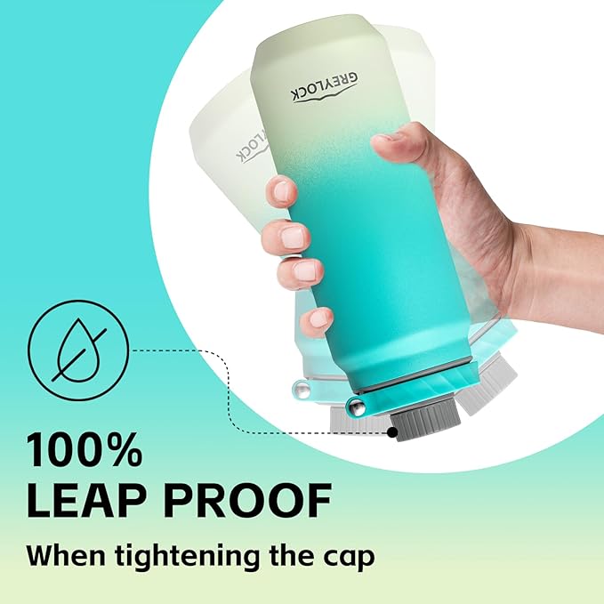 Greylock 20 oz Insulated Stainless Steel Water Bottle with Straw Lid- BPA-Free Leak Proof When Closed, Reusable Metal Water Bottle with Carry Handle for Travel Camping, 24 Hours Cold (Seafoamrise)