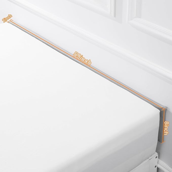 MABOZOO Bed Gap Filler Cushion, Long Thick Filler Bolster Pillow Stopper for Headboard Space Gap, Bed Mattress Extender Bed Wedge Pillow (Gray, 2X8X59inch)