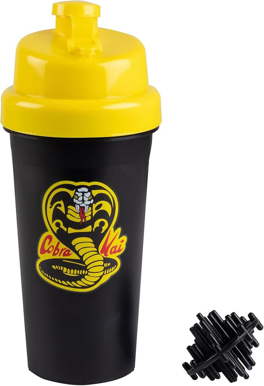 Cobra Kai Shaker Bottle with Blender Mixer Ball, 25oz - Blend Protein Powder, Sports Drinks, Shakes, Smoothies & More - Officially Licensed - Season 6 Karate Kid Gift for Kids, Teens, Adults
