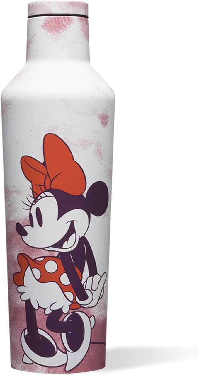 Corkcicle Disney Minnie Mouse Insulated Canteen Travel Water Bottle, Triple Insulated Stainless Steel, Screw-on Cap, Keeps Beverages Cold for 25 Hours or Warm for 12 Hours, 16 oz