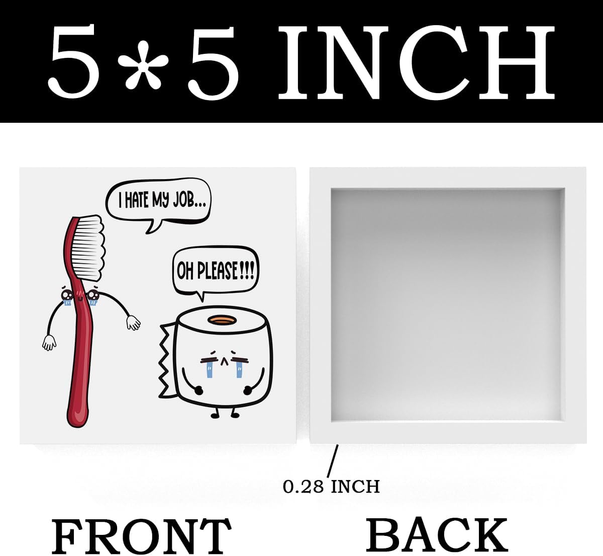 Funny Bathroom Decor, Funny Bathroom Wall Art, Black and White Bathrooms Decoration Decor for Shelves, Wooden Box Decor Sign for Home Farmhouse Office Living Room Table