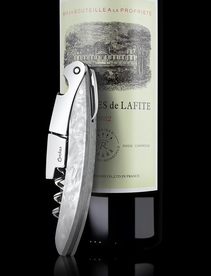 Wine Key - CORKAS Prestige Waiter Corkscrew with Moonstone Resin Handle, Handcrafted Wine Opener Manual with Double Hinged, Foil Cutter and Bottle Opener, Gifts for Sommelier, Bartenders, Servers