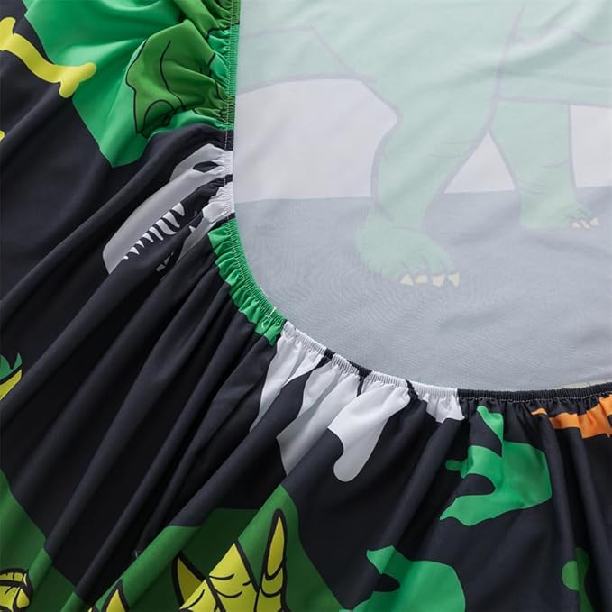 qjmiaofang Kids Dinosaur Twin Sheets for Boys Dinosaur Bed Sheets 3Pieces T-Rex Fitted Sheet Animals Dinosaur Bedding Set Bones Dinosaur Flat Sheet Including 1 Fitted Sheet 1 Flat Sheet 1 Pillowcase